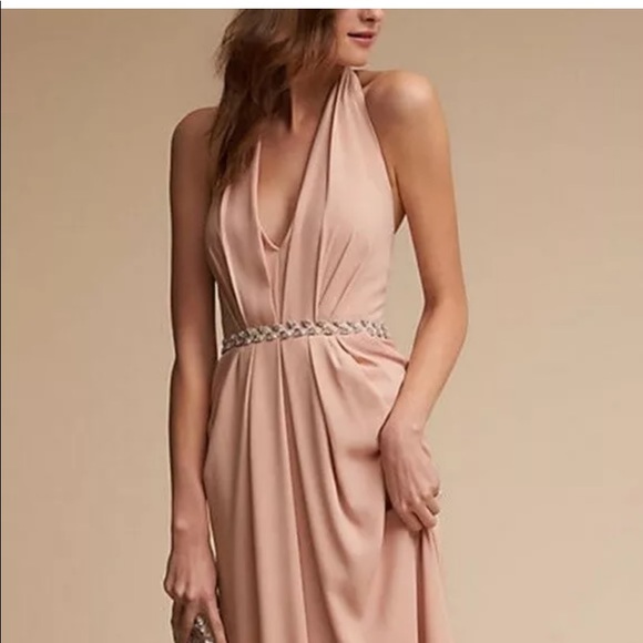 Last chance 🚨🚨NEW BHLDN JILL STUART RASA HALTER PLUNGING NECK MAXI DRESS GOWN - Picture 5 of 5